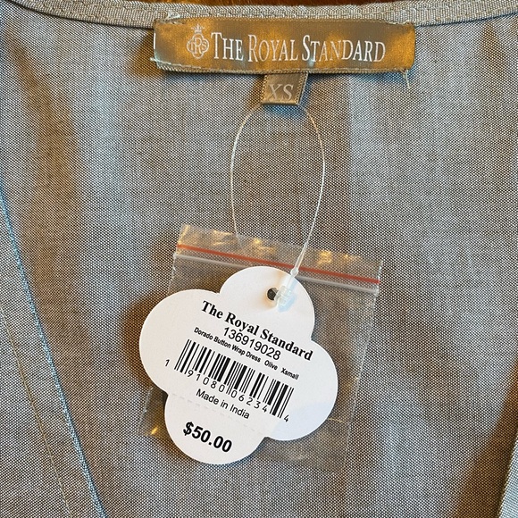 The Royal Standard Dorado Button Gray Wrap Dress - Picture 13 of 13